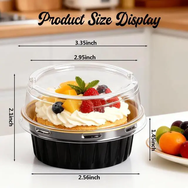 Alt view image 2 of 7 - 60 Pack 5 OZ Round Mini Cake Pans with Lids, Disposable Mini Cake Tins