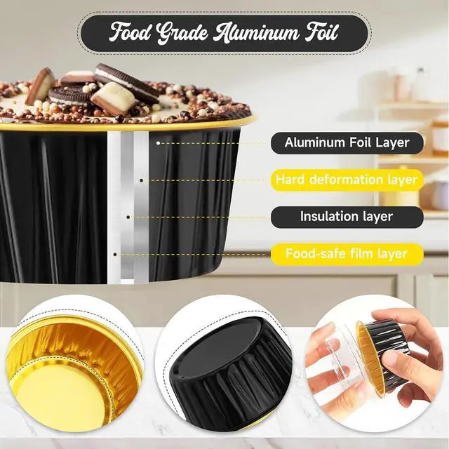 Alt view image 3 of 7 - 60 Pack 5 OZ Round Mini Cake Pans with Lids, Disposable Mini Cake Tins