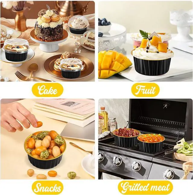 Alt view image 5 of 7 - 60 Pack 5 OZ Round Mini Cake Pans with Lids, Disposable Mini Cake Tins