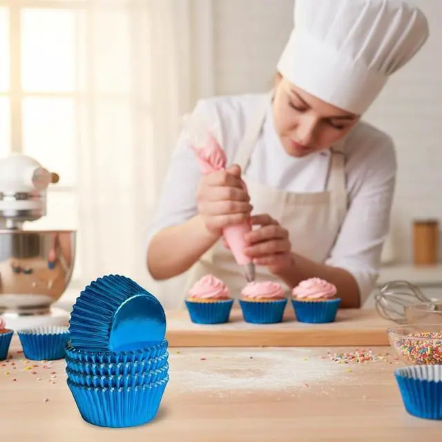 Alt view image 6 of 7 - Blue-Foil Cupcake-Liners Baking-Cupcake,For Birthday Parties Wedding 100Pcs