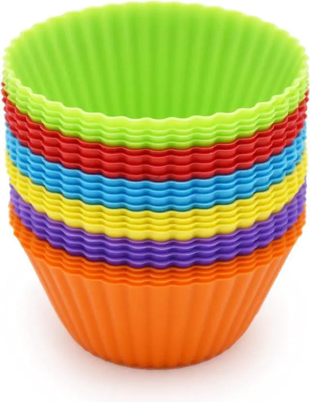Main image of 24 Pack Silicone Baking Cups, Reusable Cupcake Liners Molds, Multicolor