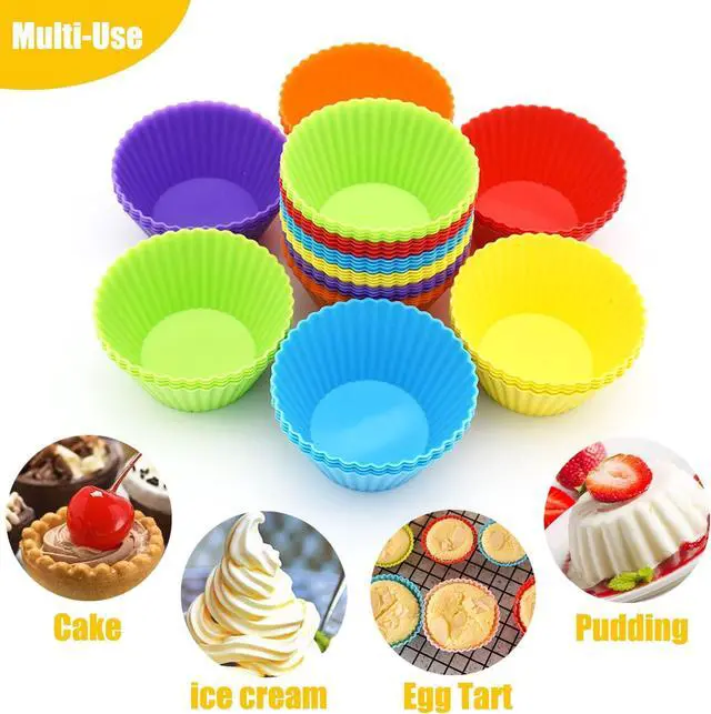 Alt view image 3 of 7 - 24 Pack Silicone Baking Cups, Reusable Cupcake Liners Molds, Multicolor
