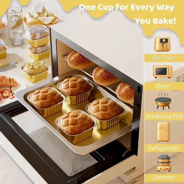 Alt view image 4 of 7 - Mini Cake Pans with Lids, Aluminum Foil Cupcake Baking Cups, 5 oz 40 Pack