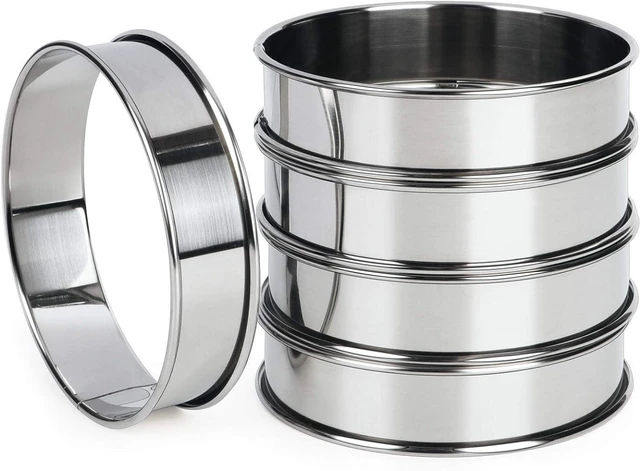 Main image of FANGSUN 4 Inch English Muffin Ring, Crumpet & Cookie Ring Set, 5 Pack