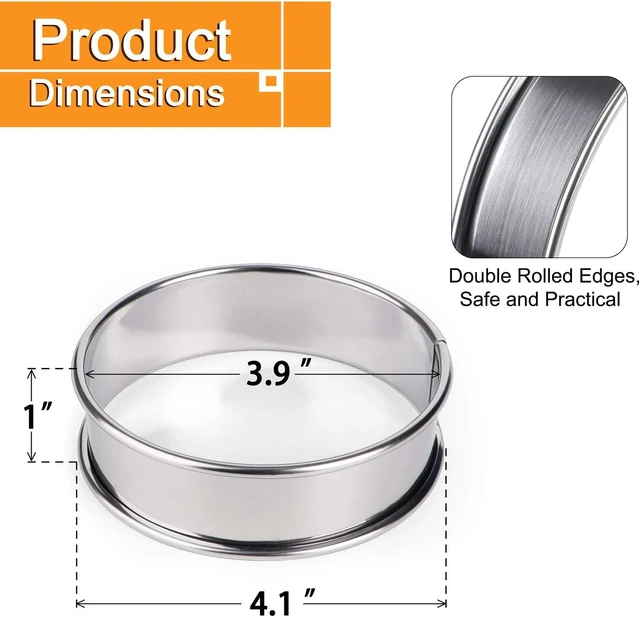 Alt view image 2 of 7 - FANGSUN 4 Inch English Muffin Ring, Crumpet & Cookie Ring Set, 5 Pack