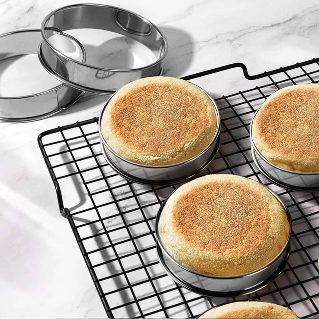 Alt view image 3 of 7 - FANGSUN 4 Inch English Muffin Ring, Crumpet & Cookie Ring Set, 5 Pack