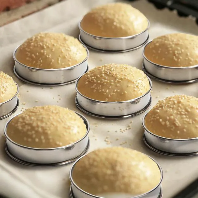 Alt view image 5 of 7 - FANGSUN 4 Inch English Muffin Ring, Crumpet & Cookie Ring Set, 5 Pack