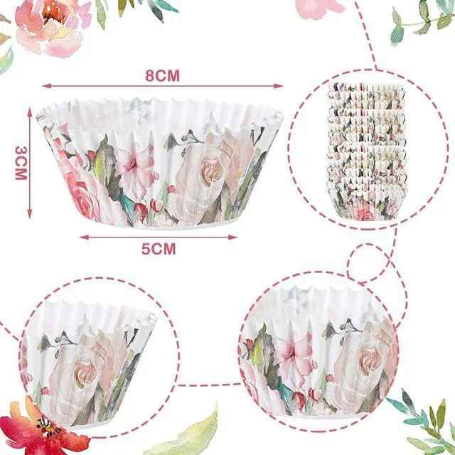 Alt view image 2 of 6 - Gerrii 300 Ct Floral Cupcake Liners Baking Cups for Party Decor