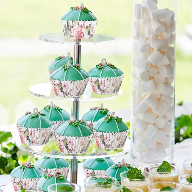 Alt view image 4 of 6 - Gerrii 300 Ct Floral Cupcake Liners Baking Cups for Party Decor