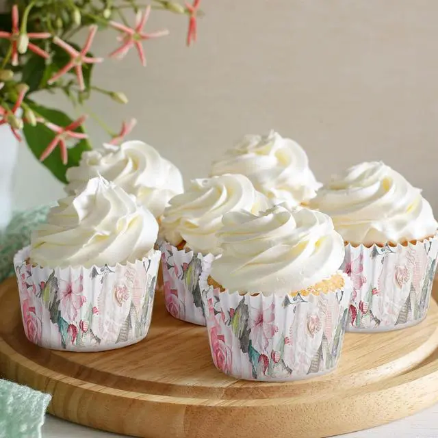 Alt view image 3 of 6 - Gerrii 300 Ct Floral Cupcake Liners Baking Cups for Party Decor