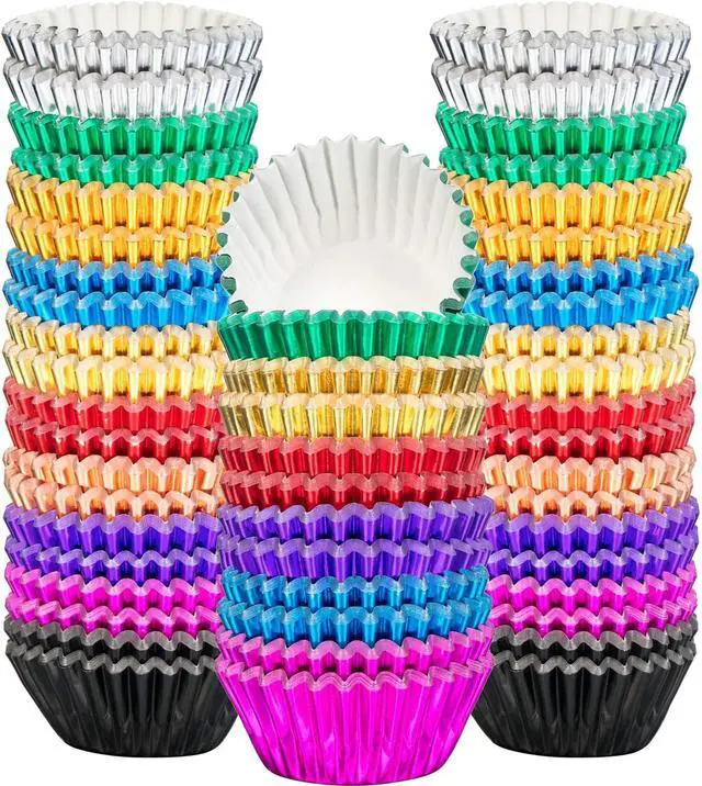 Main image of Sumind 400 Pcs Mini Foil Cupcake Liners Holiday Baking Cups,10 Colors
