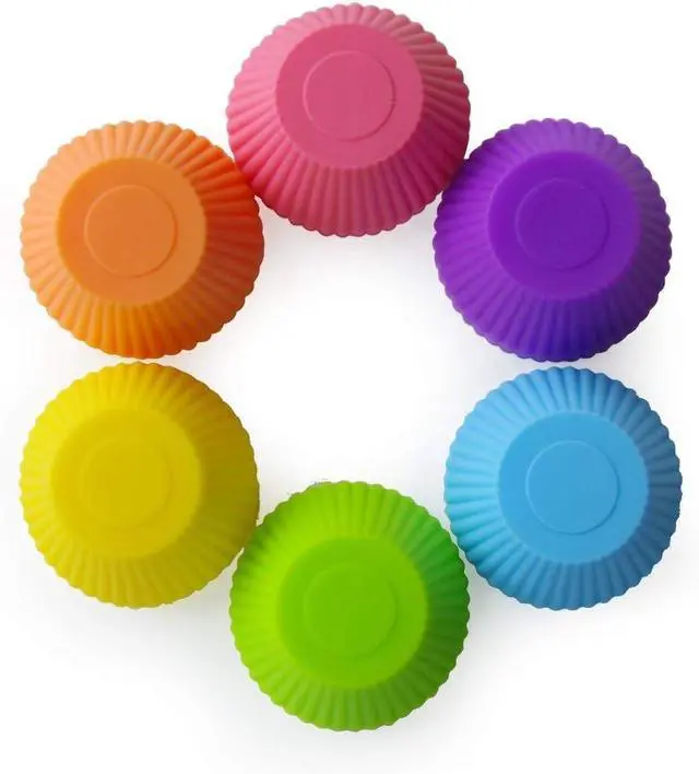 Alt view image 5 of 7 - 2 Inch Mini Size Silicone Baking Cups Muffin Cups, Reusable and Nonstick Mini Cupcake Liners, Chocolate Holders Truffle Cups, 24 Pack, 6 Vibrant Colors, Round