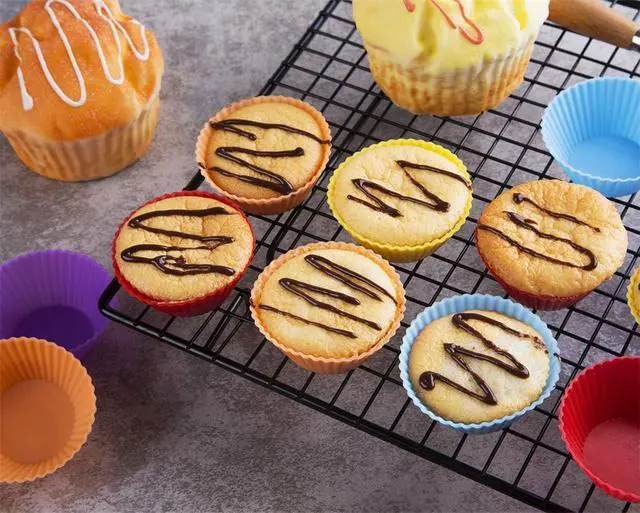 Alt view image 6 of 7 - 2 Inch Mini Size Silicone Baking Cups Muffin Cups, Reusable and Nonstick Mini Cupcake Liners, Chocolate Holders Truffle Cups, 24 Pack, 6 Vibrant Colors, Round