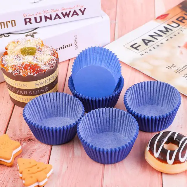 Alt view image 3 of 7 - URATOT 100 Pieces Blue Cupcake Liners Cupcake Wrappers Baking Cups Cupcake Cases for Birthday, Wedding, Baby Shower, 2 Inches