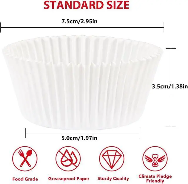 Alt view image 2 of 7 - Caperci Standard White Cupcake Liners for Baking 200 Counts - Greaseproof Muffin Baking Cups for Wedding Birthday Party Baby Shower Festivals (White)