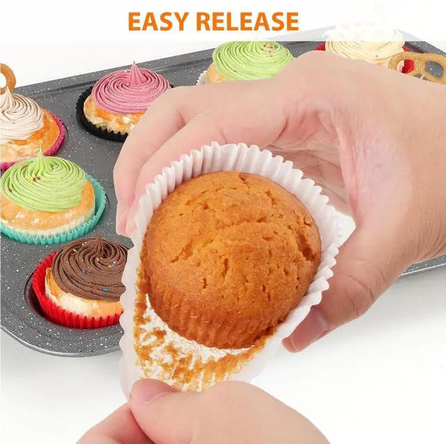 Alt view image 3 of 7 - Caperci Standard White Cupcake Liners for Baking 200 Counts - Greaseproof Muffin Baking Cups for Wedding Birthday Party Baby Shower Festivals (White)