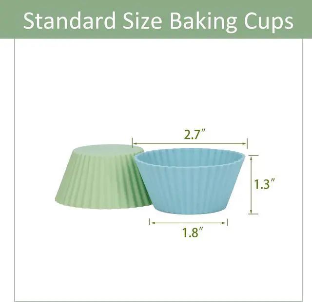 Alt view image 7 of 7 - Silicone Baking Muffin Cups 12 Pack, Reusable Cupcake Liners Cake Molds, BPA Free, Dishwasher Safe(White, Green, Navy, Dusty Blue)