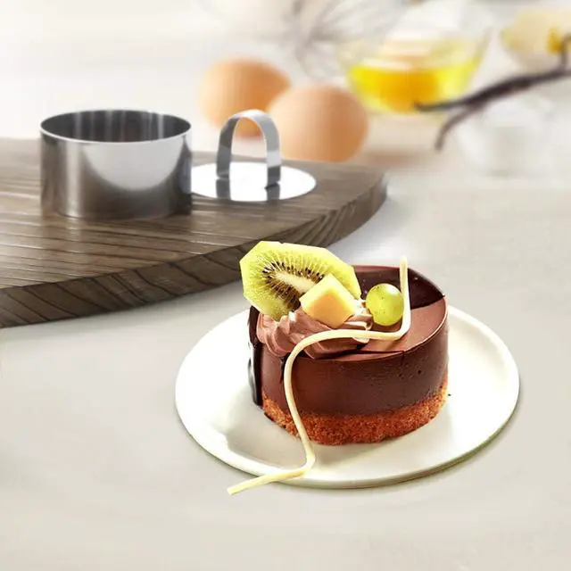 Alt view image 2 of 7 - ONEDONE Cake Ring Molds for Baking 3.15" Round Stainless Steel Mousse Molds Pastry Rings with Pusher, Tuna Tartare Mold, Set of 4