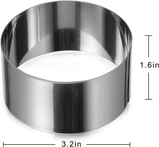 Alt view image 5 of 7 - ONEDONE Cake Ring Molds for Baking 3.15" Round Stainless Steel Mousse Molds Pastry Rings with Pusher, Tuna Tartare Mold, Set of 4