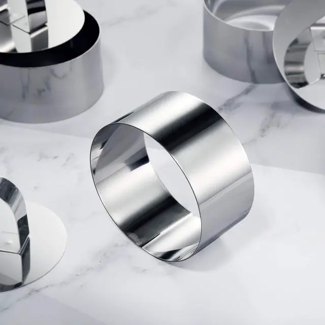 Alt view image 6 of 7 - ONEDONE Cake Ring Molds for Baking 3.15" Round Stainless Steel Mousse Molds Pastry Rings with Pusher, Tuna Tartare Mold, Set of 4