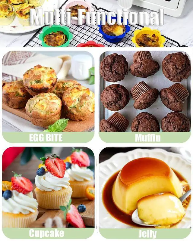 Alt view image 5 of 6 - 24 Pcs Silicone Muffin Liners with Tabs, Reusable Cupcake Liners for Steel Muffin Pan, Non-Stick Baking Cups (24Pcs-6Colors)