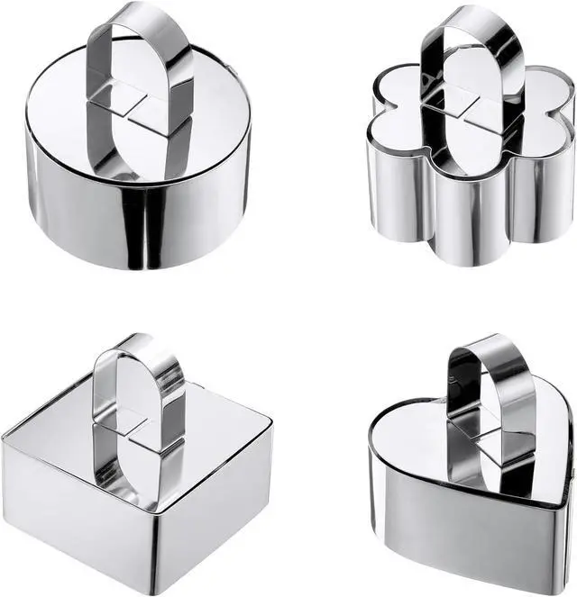Alt view image 6 of 6 - 4Pack Cake Rings Mould 3.15 inch, with Pusher Stainless Steel Dessert Mousse Cooking Baking Rings Pastry Tool Crumpet Molds (4 Pack)
