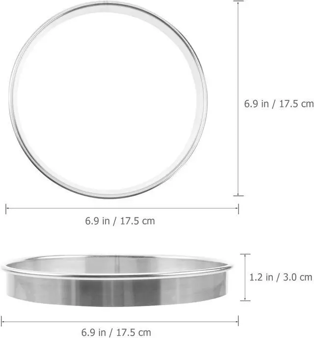 Alt view image 4 of 7 - POPETPOP Pizza Saucing Ring 6.88-inch Stainless Steel Pizza Pan Ring Deep Baking for Toppings Veggies Cheese and Bacon Kitchen Bakeware Tool for and Cleaning