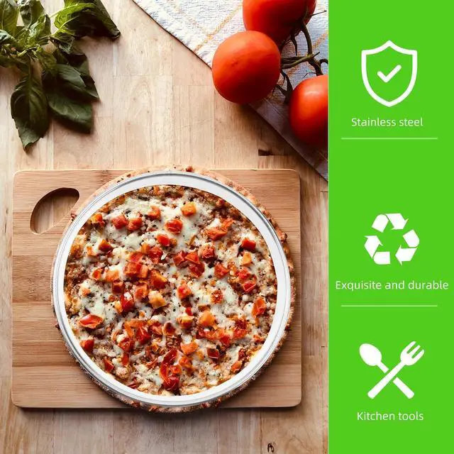Alt view image 3 of 7 - POPETPOP Pizza Saucing Ring 6.88-inch Stainless Steel Pizza Pan Ring Deep Baking for Toppings Veggies Cheese and Bacon Kitchen Bakeware Tool for and Cleaning