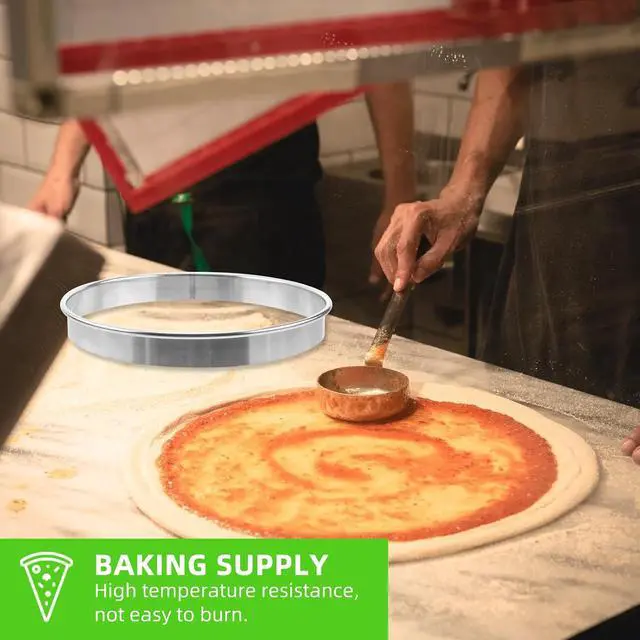 Alt view image 6 of 7 - POPETPOP Pizza Saucing Ring 6.88-inch Stainless Steel Pizza Pan Ring Deep Baking for Toppings Veggies Cheese and Bacon Kitchen Bakeware Tool for and Cleaning