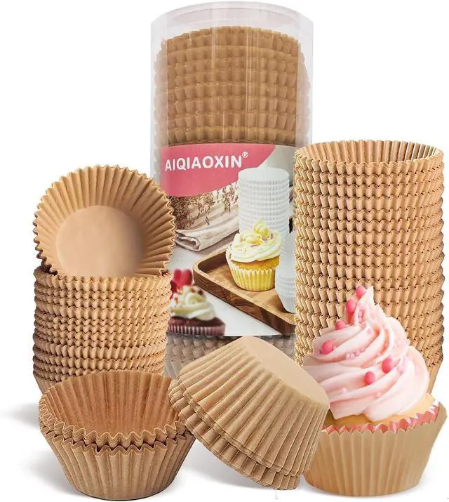 Main image of 500pcs Standard Natural cupcake liners for baking,food grade cupcake wrappers,non-stick, greaseproof parchment muffin liners,by Bake Choice (500PCS Brown)
