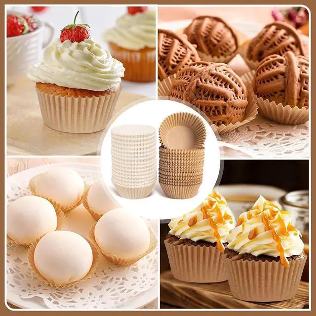 Alt view image 4 of 7 - 500pcs Standard Natural cupcake liners for baking,food grade cupcake wrappers,non-stick, greaseproof parchment muffin liners,by Bake Choice (500PCS Brown)