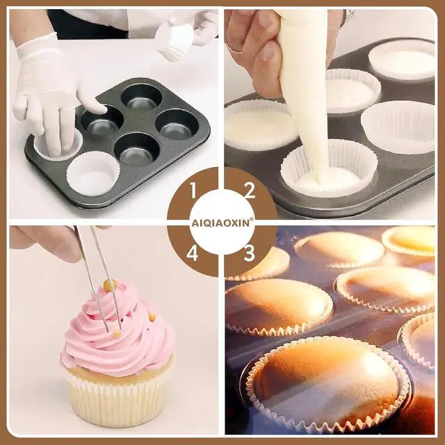Alt view image 6 of 7 - 500pcs Standard Natural cupcake liners for baking,food grade cupcake wrappers,non-stick, greaseproof parchment muffin liners,by Bake Choice (500PCS Brown)