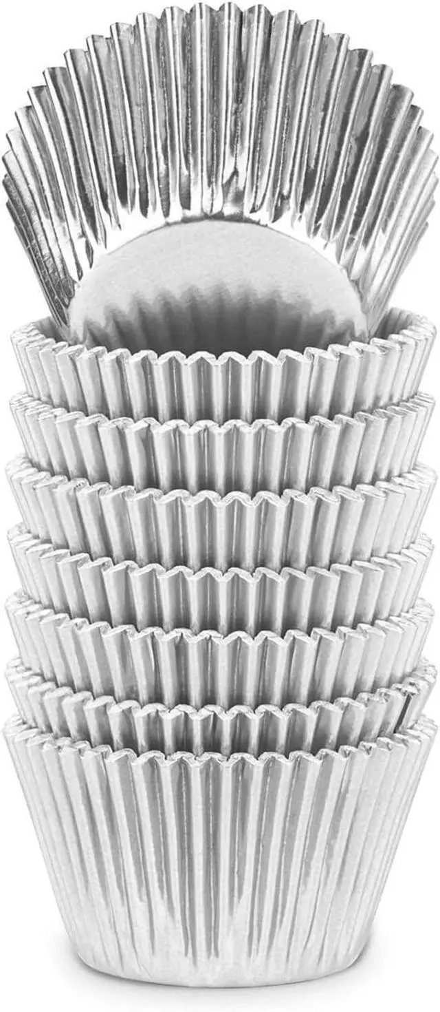 Main image of Gifbera Silver Foil Jumbo Cupcake Liners Metallic Muffin Baking Cups, 160-Count