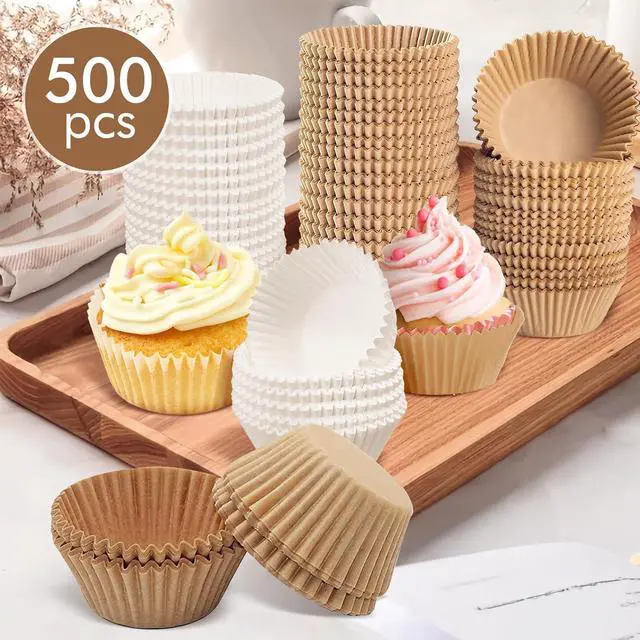 Alt view image 3 of 7 - 500pcs Standard Natural cupcake liners for baking,food grade cupcake wrappers,non-stick, greaseproof parchment muffin liners,by Bake Choice (500PCS Brown)