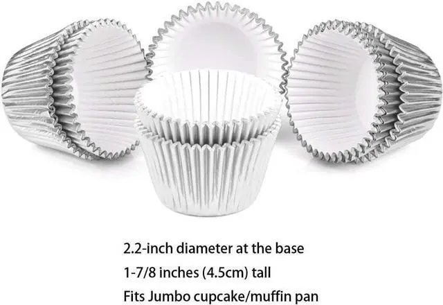 Alt view image 4 of 7 - Gifbera Silver Foil Jumbo Cupcake Liners Metallic Muffin Baking Cups, 160-Count