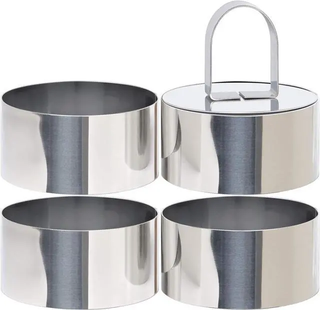 Main image of HULISEN 3 Round Cake Ring Mold, Stainless Steel Cooking Crumpet Rings