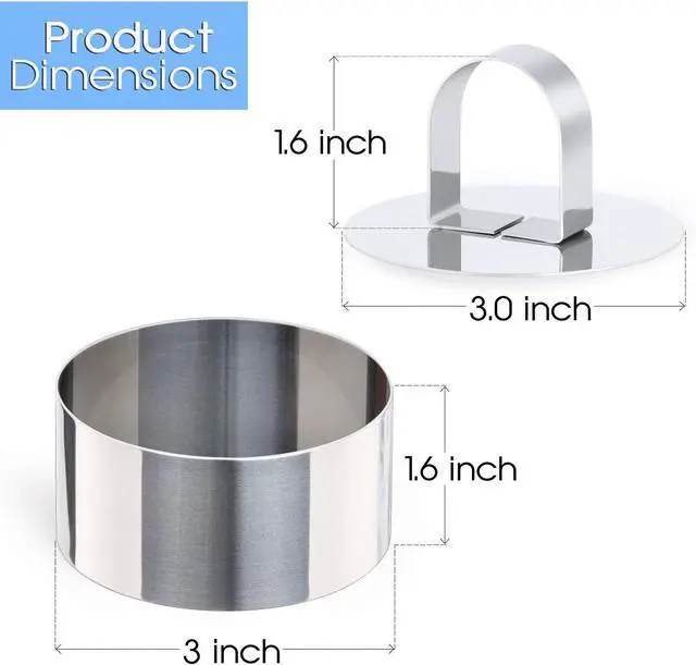 Alt view image 5 of 7 - HULISEN 3 Round Cake Ring Mold, Stainless Steel Cooking Crumpet Rings