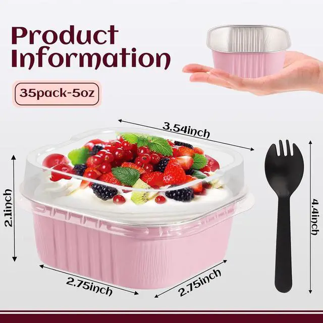 Alt view image 2 of 6 - 35 Pack 5 OZ Square Mini Cake Pans with Lids, 3.5x3.5 Inch Mini Cake Tins