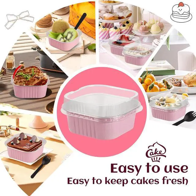 Alt view image 4 of 6 - 35 Pack 5 OZ Square Mini Cake Pans with Lids, 3.5x3.5 Inch Mini Cake Tins