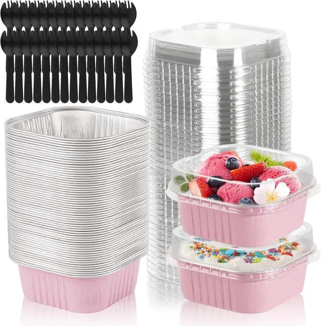 Main image of 35 Pack 5 OZ Square Mini Cake Pans with Lids, 3.5x3.5 Inch Mini Cake Tins