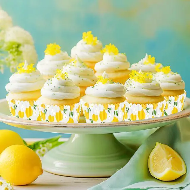 Alt view image 7 of 7 - Whaline 300Pcs Lemon Flower Cupcake Liner Summer Paper Baking Cup Yellow Floral Fruit Muffin Liner Cake Storage Container for Party DIY Craft, 2 x 1.2 Inch