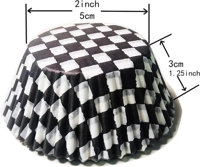 Alt view image 2 of 7 - Black Checkered Cupcake liners,100pcs Baking Cups for Halloween Decorations