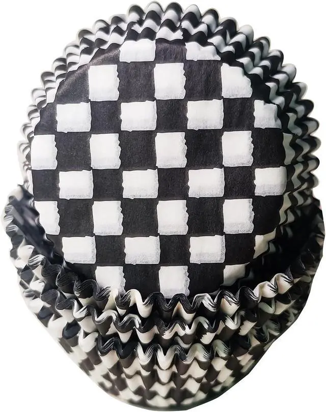 Alt view image 5 of 7 - Black Checkered Cupcake liners,100pcs Baking Cups for Halloween Decorations