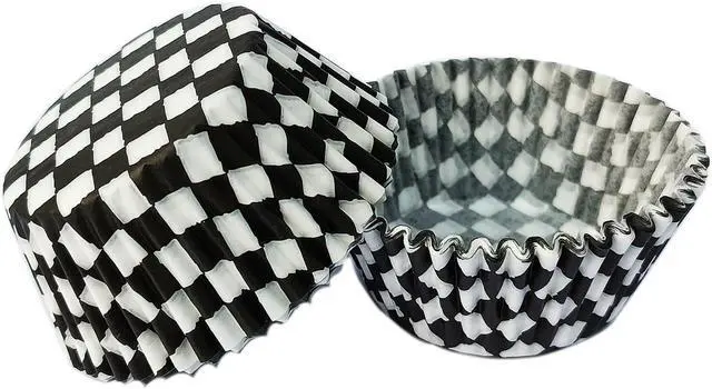 Alt view image 6 of 7 - Black Checkered Cupcake liners,100pcs Baking Cups for Halloween Decorations