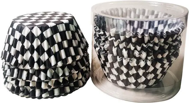 Alt view image 7 of 7 - Black Checkered Cupcake liners,100pcs Baking Cups for Halloween Decorations