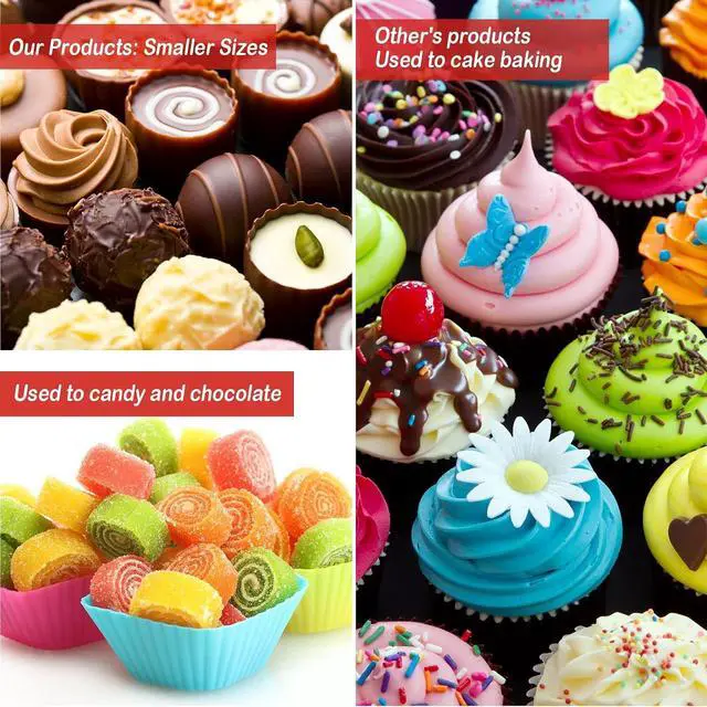 Alt view image 7 of 7 - Pinkunn 600 Count Red White Stripe Mini Cupcake Liner Baking Cups Paper Small Candy Cups Making Supplies Baking Cupcake Liner Supplies Holiday Muffin Chocolate Making Wrappers Candy Paper