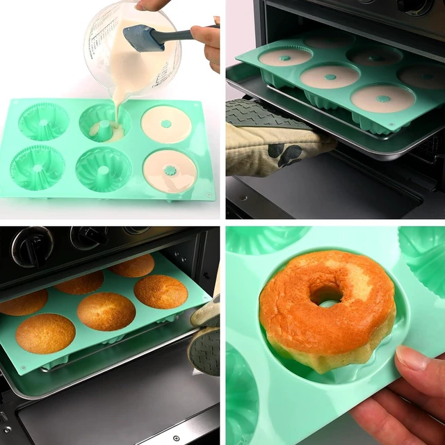 Alt view image 4 of 6 - HUAKENER 2 Pcs Mini Fluted Cake Pan, 6-Cavity Fluted Tube Cake Pan