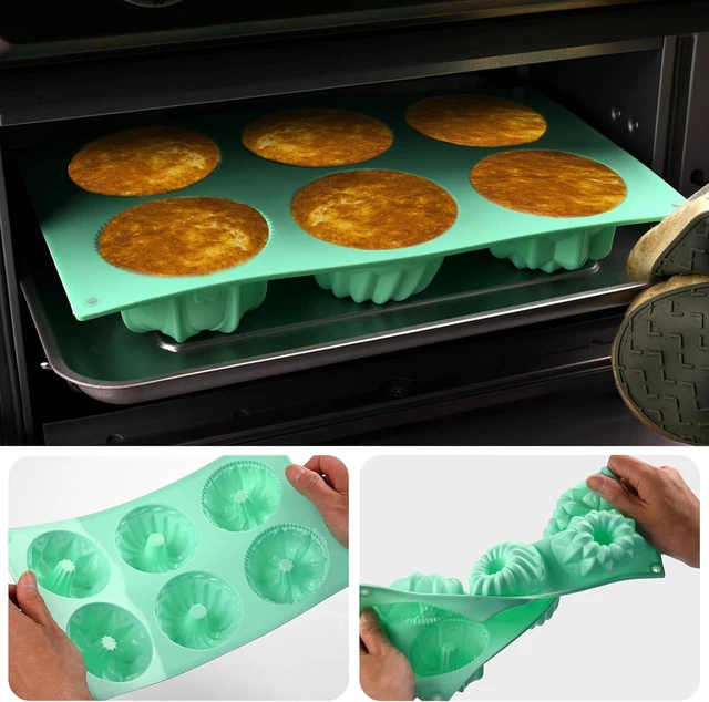 Alt view image 6 of 6 - HUAKENER 2 Pcs Mini Fluted Cake Pan, 6-Cavity Fluted Tube Cake Pan