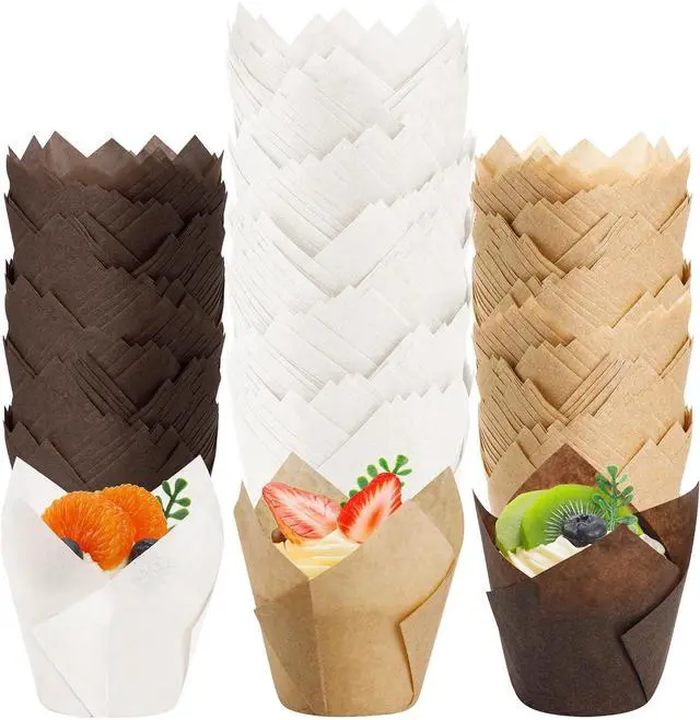 Main image of NPLUX 200Pcs Tulip Cupcake Liners Parchment Baking Muffin Cups Mixed Color