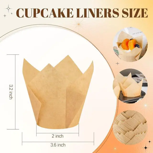 Alt view image 2 of 6 - NPLUX 200Pcs Tulip Cupcake Liners Parchment Baking Muffin Cups Mixed Color